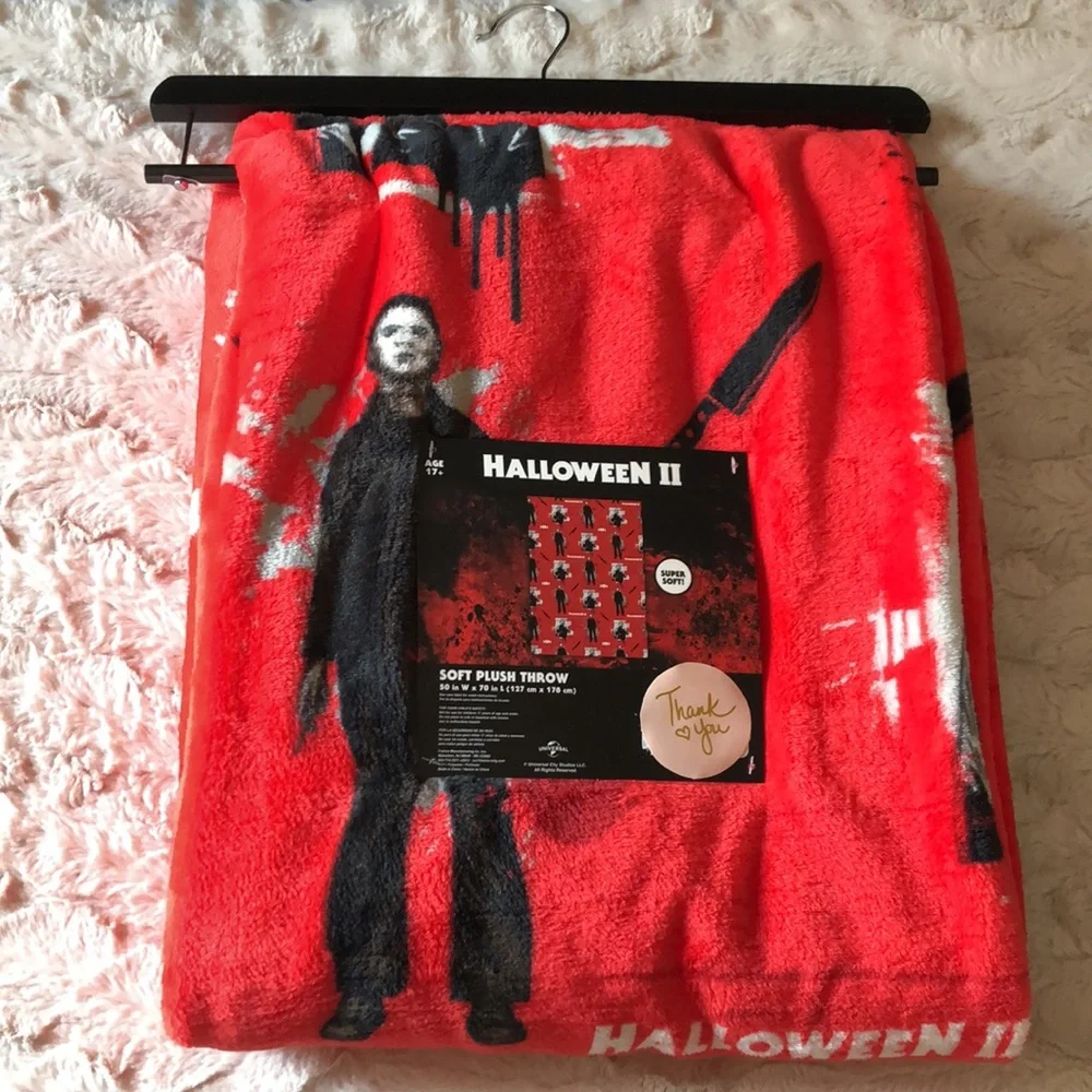 Universal Halloween II Red and Black Michael Myers Plush Throw Blanket